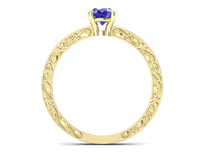 Złoty pierścionek z szafirem i brylantami - p16279zbszc — zdjęcie 2