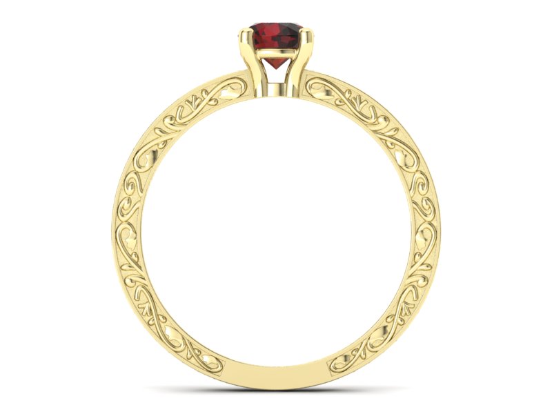 Złoty pierścionek z granatem i brylantami - p16279zgr — zdjęcie 2