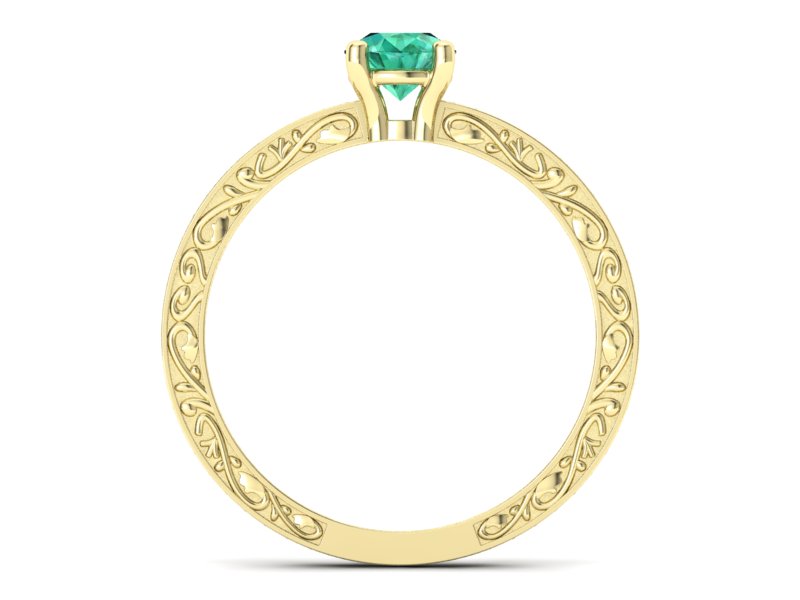 Złoty pierścionek ze szmaragdem i brylantami - p16279zsm — zdjęcie 2