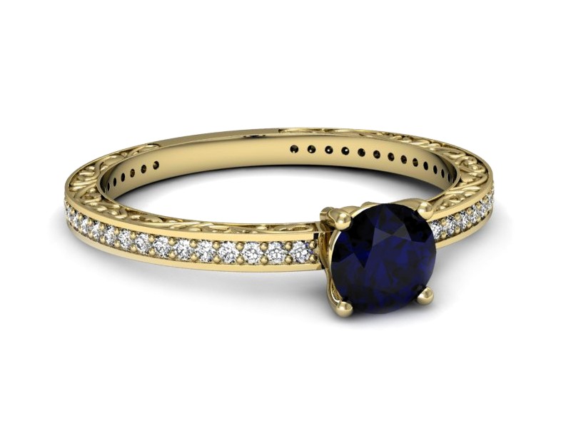 Pierścionek ze spinelem i diamentami żółte złoto - p16279zsp — zdjęcie 5