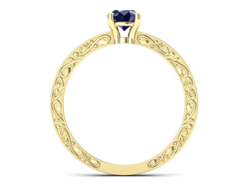 Złoty pierścionek z szafirem i brylantami - p16279zsz — zdjęcie 2