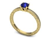 Złoty pierścionek z szafirem i diamentami - p16279zszc - 3