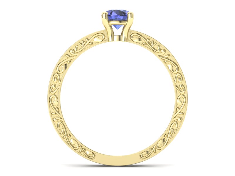 Pierścionek z tanzanitem i brylantami żółte złoto - p16279zt — zdjęcie 2
