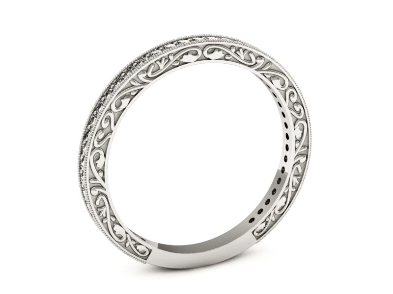 Pierścionek obrączka z brylantami białe złoto - p16281b — zdjęcie 3