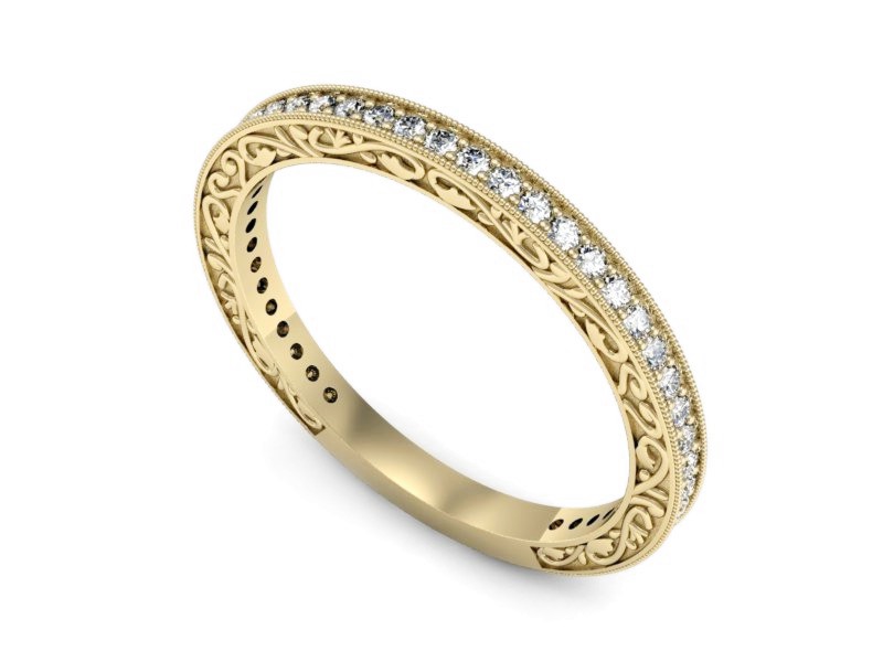 Obrączka z brylantami żółte złoto - p16281z