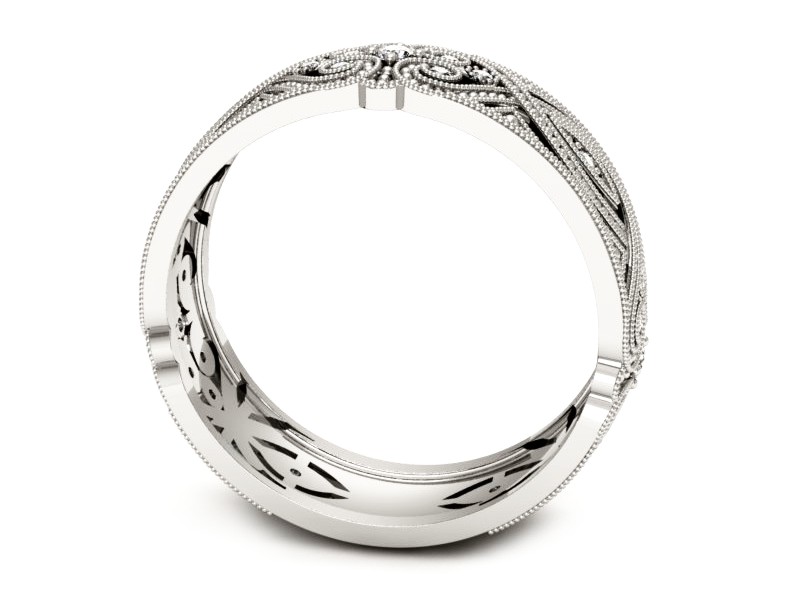 Pierścionek obrączka z brylantami białe złoto - p16282b — zdjęcie 3
