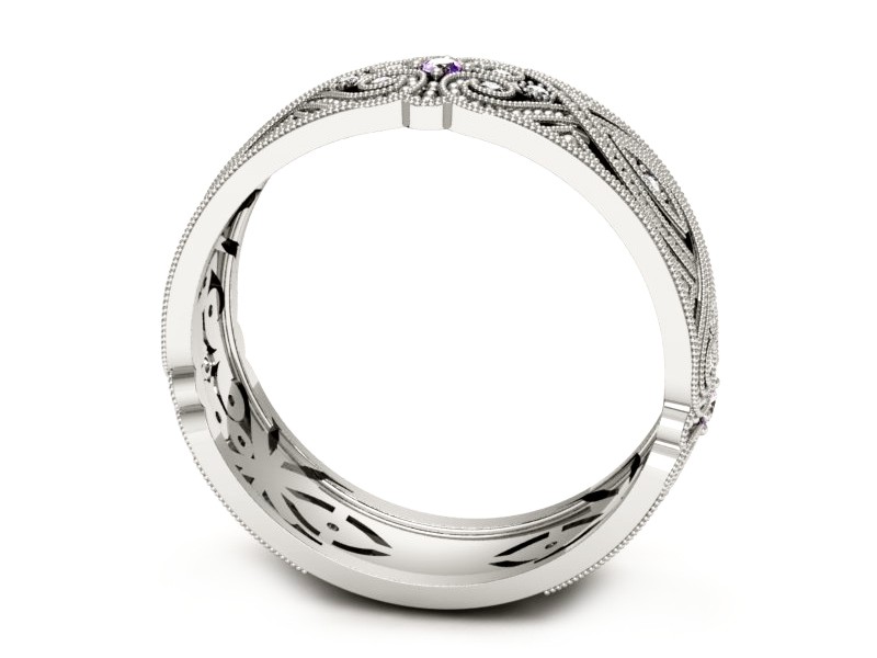 Obrączka z brylantami i ametystami białe złoto - p16282bat — zdjęcie 3