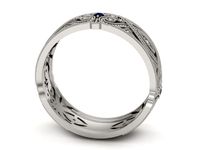 Obrączka z brylantami białe złoto i szafirami próba 585 - p16282bsz- 3