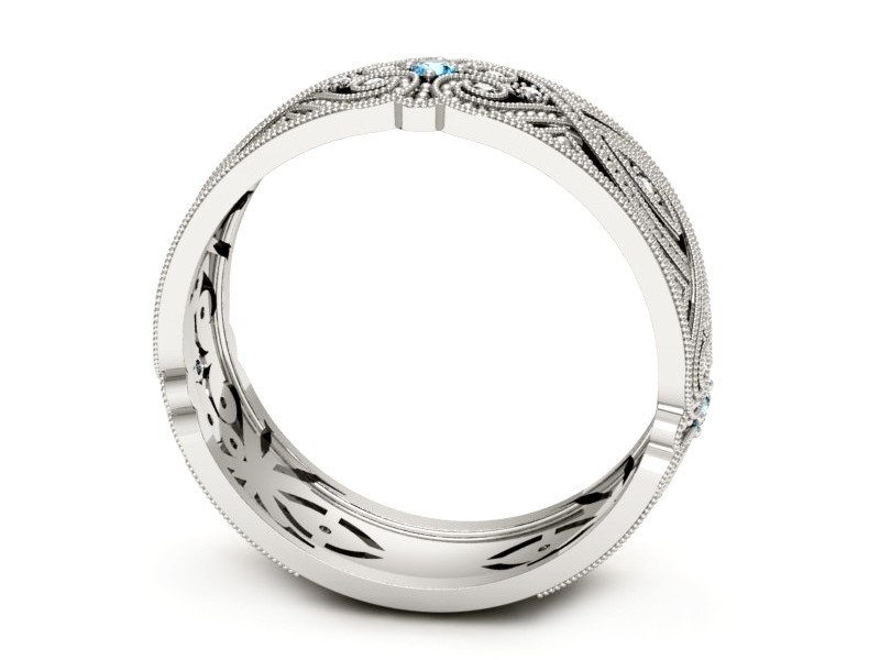 Obrączka z brylantami i topazami białe złoto - p16282btp — zdjęcie 3