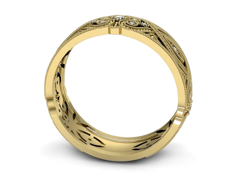 Obrączka z brylantami żółte złoto - p16282z — zdjęcie 3