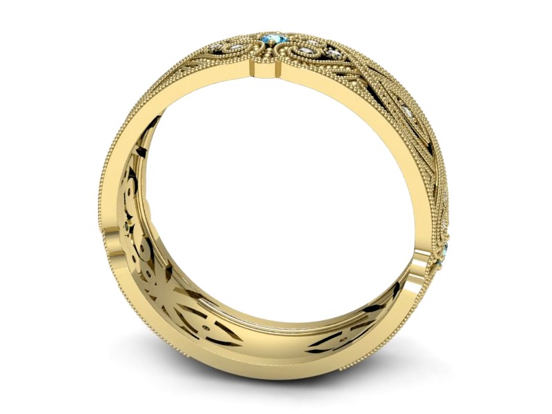 Obrączka z brylantami i topazami żółte złoto - p16282ztp — zdjęcie 3
