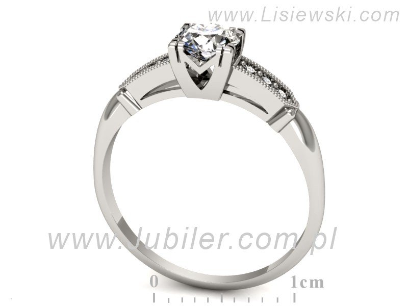 Złoty pierścionek z brylantami białe złoto - p16284b — zdjęcie 3