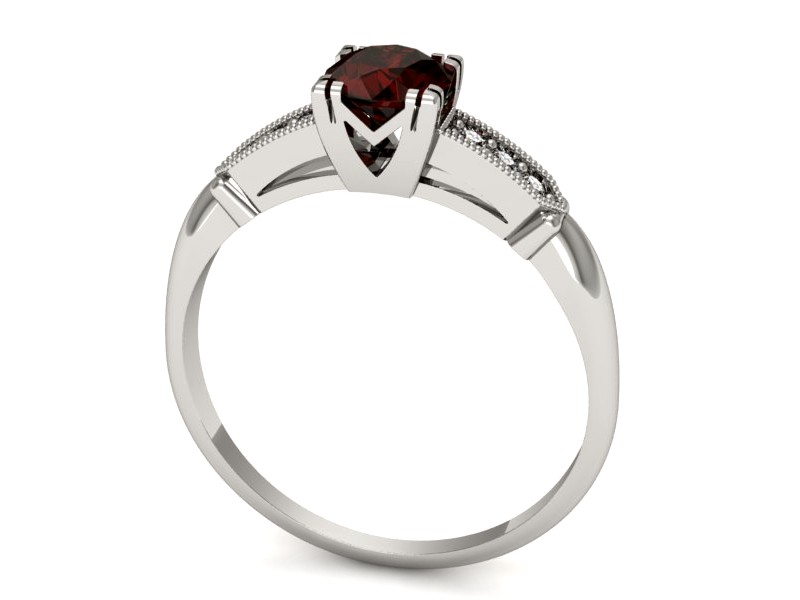 Pierścionek z granatem i brylantami białe złoto - p16284bgr — zdjęcie 3