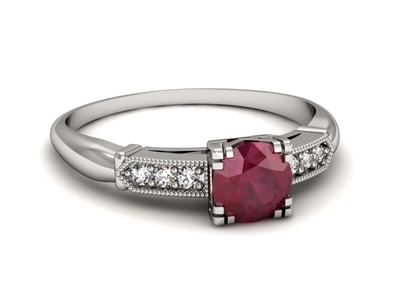 Pierścionek z rubinem i brylantami białe złoto - p16284br — zdjęcie 2