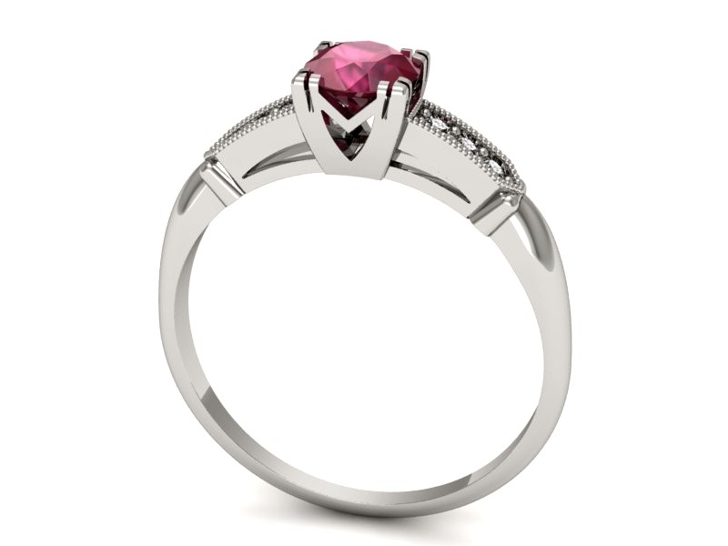 Pierścionek z rubinem i brylantami białe złoto - p16284br — zdjęcie 3