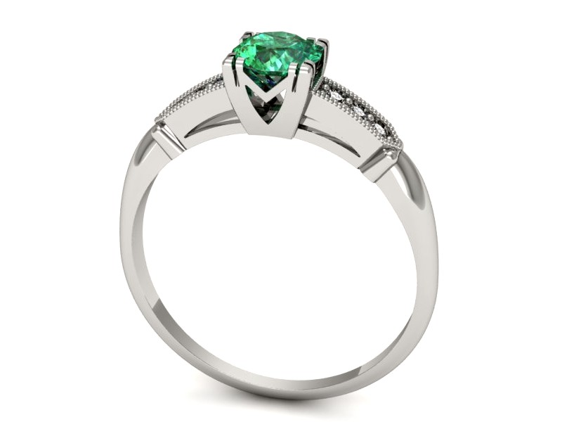 Złoty pierścionek ze szmaragdem i brylantami - p16284bsm — zdjęcie 3