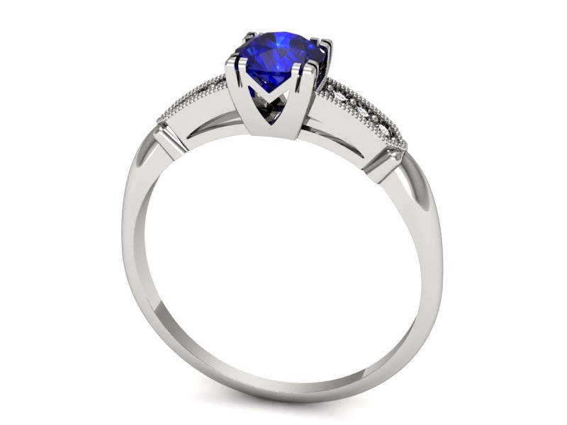 Pierścionek z szafirem i brylantami białe złoto - p16284bszc — zdjęcie 3