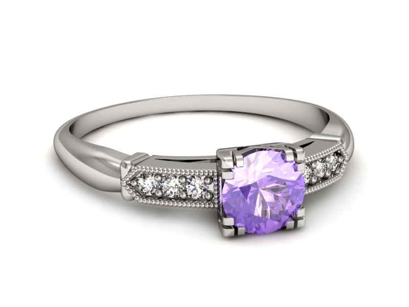 Pierścionek z tanzanitem białe złoto i brylantami - p16284bt — zdjęcie 2