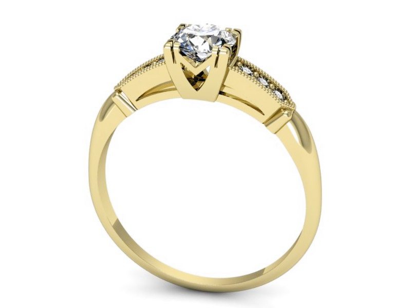 Złoty pierścionek z brylantami żółte złoto - p16284z — zdjęcie 3