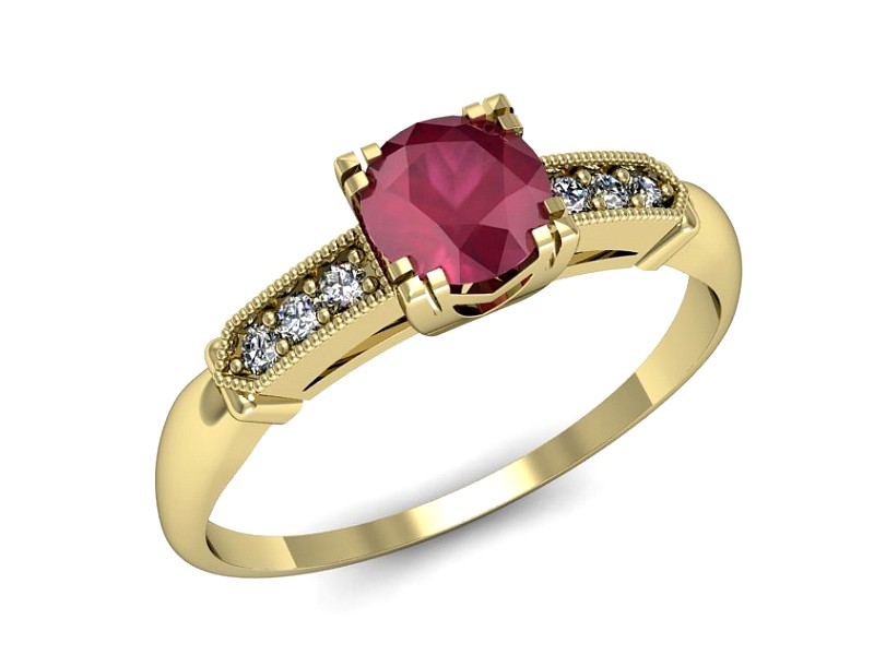 Pierścionek z rubinem i brylantami - p16284zr