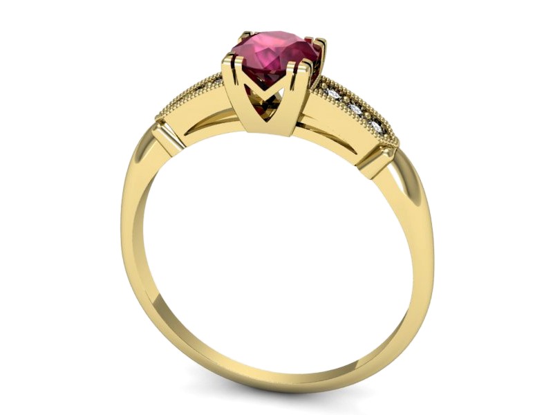 Pierścionek z rubinem i brylantami - p16284zr — zdjęcie 3