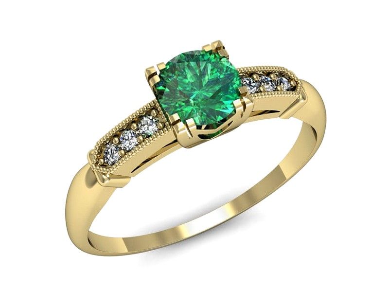 Złoty pierścionek ze szmaragdem i brylantami - p16284zsm - 1