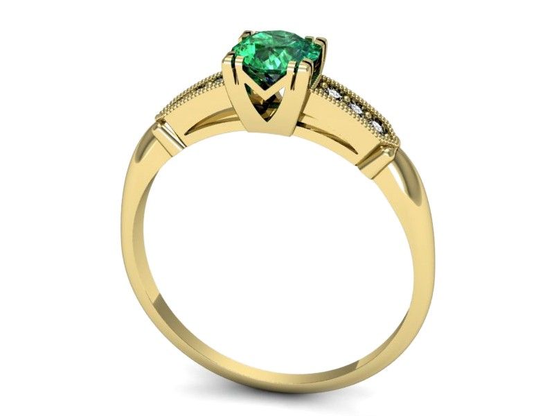 Złoty pierścionek ze szmaragdem i brylantami - p16284zsm - 3