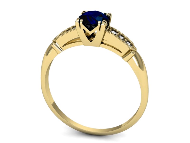 Złoty pierścionek z szafirem i brylantami - p16284zsz — zdjęcie 3