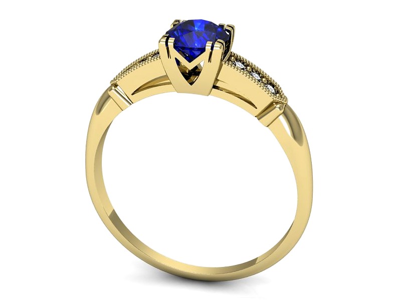Złoty pierścionek z szafirem i brylantami - p16284zszc — zdjęcie 3