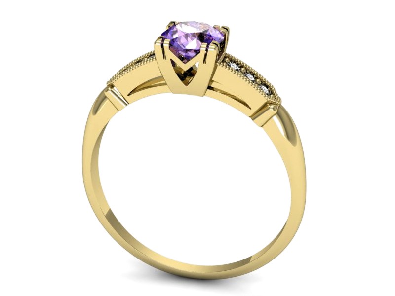 Pierścionek z tanzanitem i brylantami żółte złoto - p16284zt — zdjęcie 3