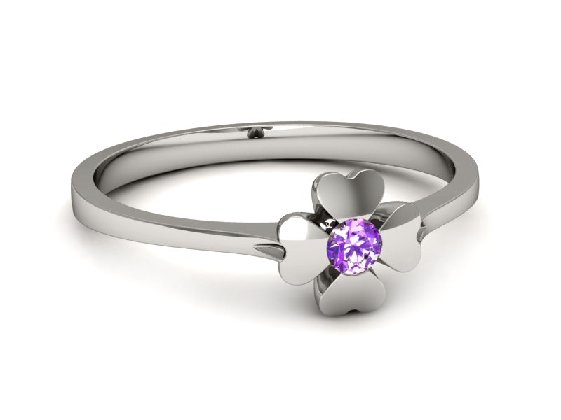 Złoty pierścionek z ametystem białe złoto - p16285bat — zdjęcie 5