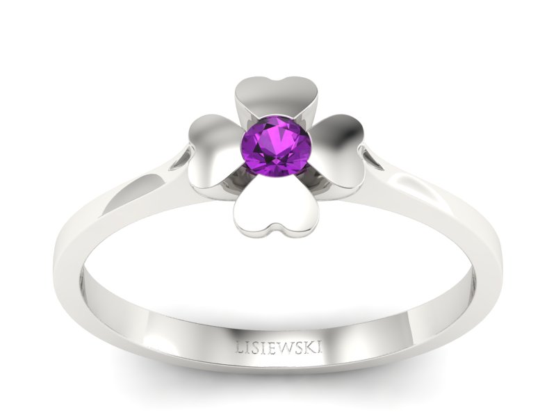 Złoty pierścionek z ametystem białe złoto - p16285bat