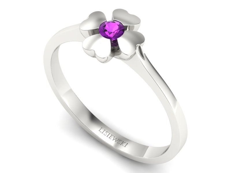 Złoty pierścionek z ametystem białe złoto - p16285bat — zdjęcie 3