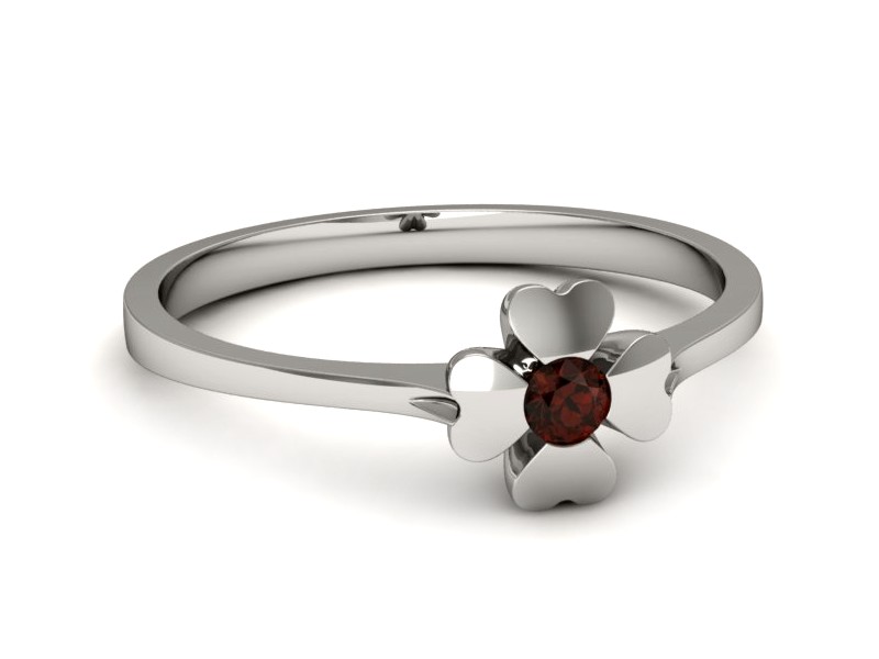 Złoty pierścionek z granatem białe złoto - p16285bgr — zdjęcie 5