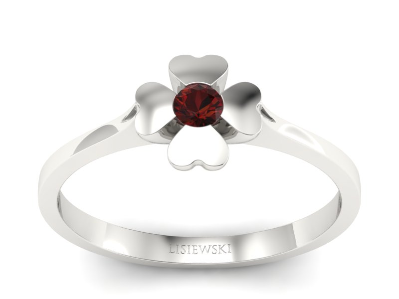 Złoty pierścionek z granatem białe złoto - p16285bgr