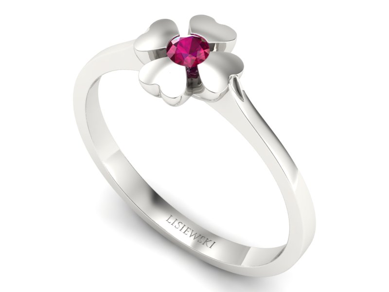 Złoty pierścionek z rubinem białe złoto - p16285br — zdjęcie 3