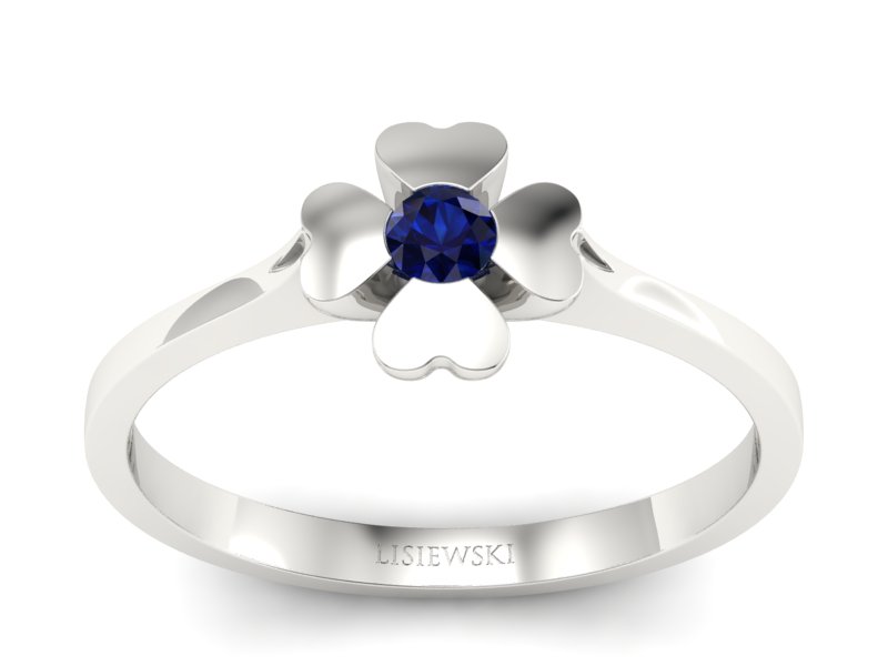Złoty pierścionek z szafirem białe złoto - p16285bsz