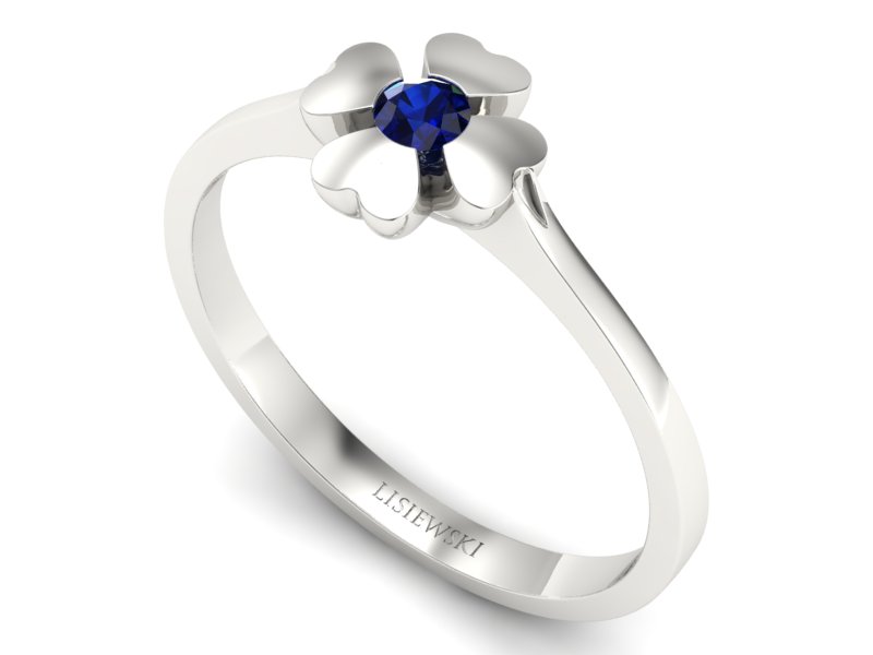 Złoty pierścionek z szafirem białe złoto - p16285bsz — zdjęcie 3