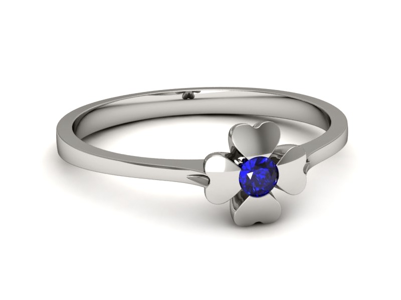 Złoty pierścionek z szafirem białe złoto - p16285bszc — zdjęcie 5