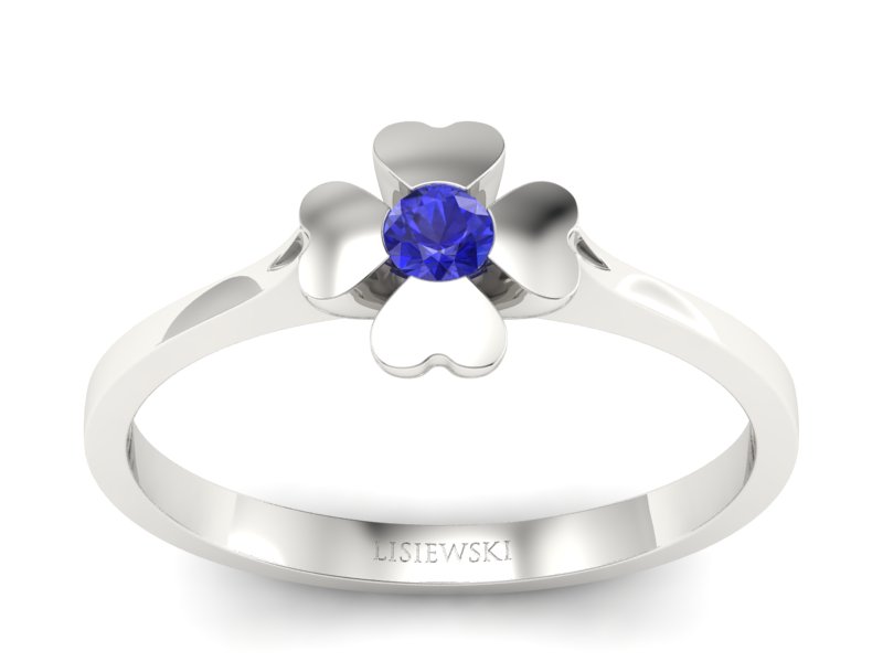 Złoty pierścionek z szafirem białe złoto - p16285bszc