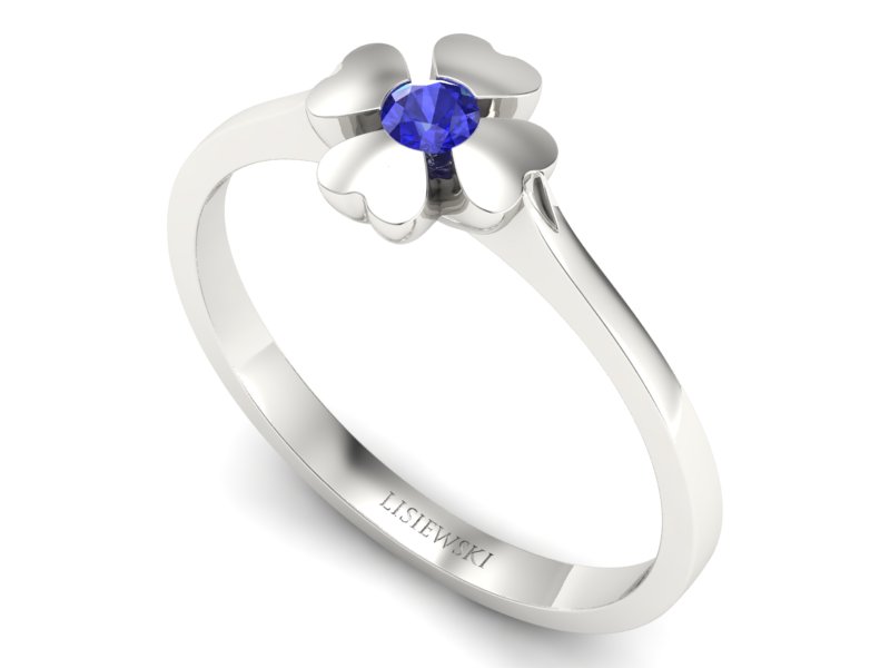 Złoty pierścionek z szafirem białe złoto - p16285bszc — zdjęcie 3