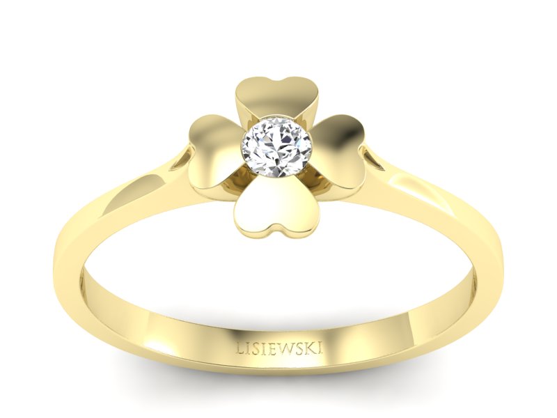 Pierścionek zaręczynowy z brylantem żółte złoto - p16285z