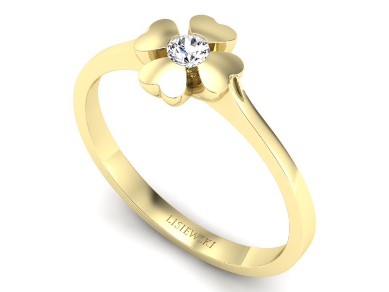 Pierścionek zaręczynowy z brylantem żółte złoto - p16285z — zdjęcie 3