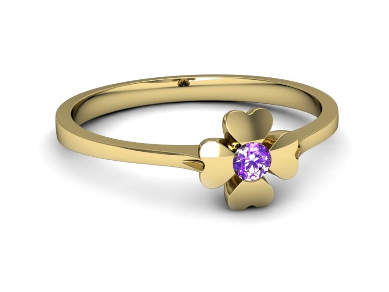 Złoty pierścionek z ametystem żółte złoto - p16285zat — zdjęcie 5