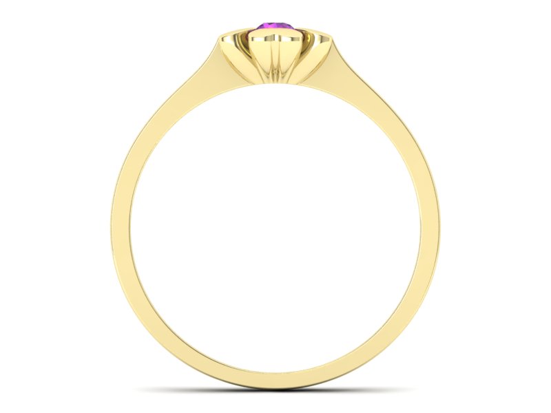 Złoty pierścionek z ametystem żółte złoto - p16285zat — zdjęcie 2
