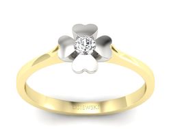 Pierścionek z diamentem żółte i białe złoto 585 - p16285zb