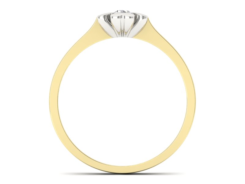Pierścionek z diamentem żółte i białe złoto - p16285zb — zdjęcie 2