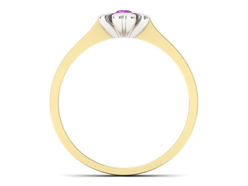 Pierścionek z ametystem żółte i białe złoto - p16285zbat — zdjęcie 2