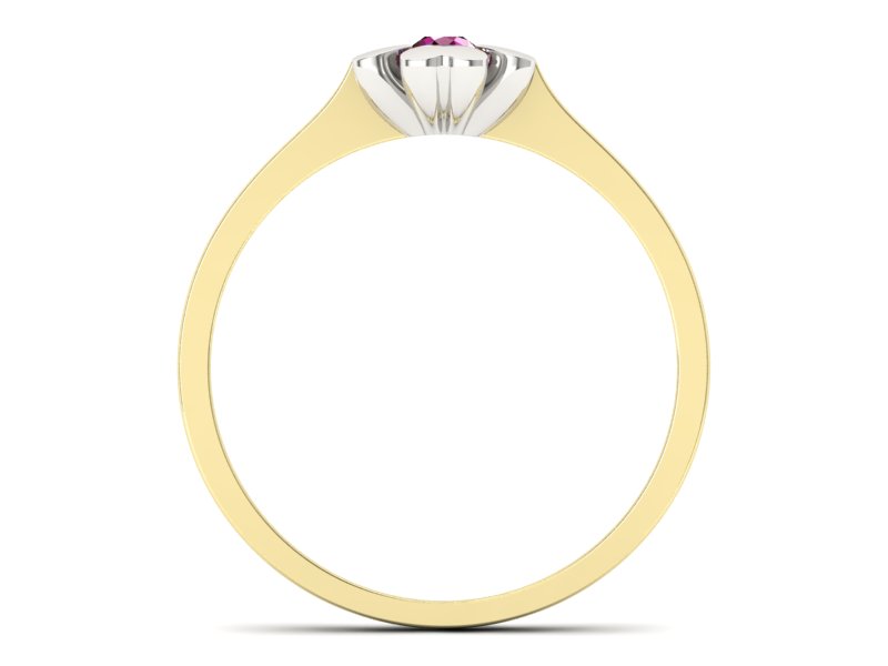 Pierścionek z rubinem żółte białe złoto - p16285zbr — zdjęcie 2