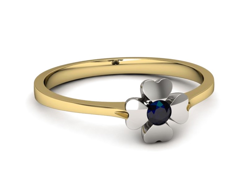 Pierścionek z szafirem żółte białe złoto - p16285zbsz — zdjęcie 5